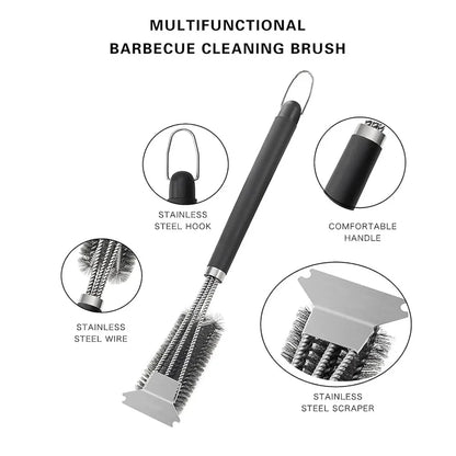 Safe Grill Brush and Scraper with Deluxe Handle Grill Cleaner Brush Stainless Steel -BKPD111