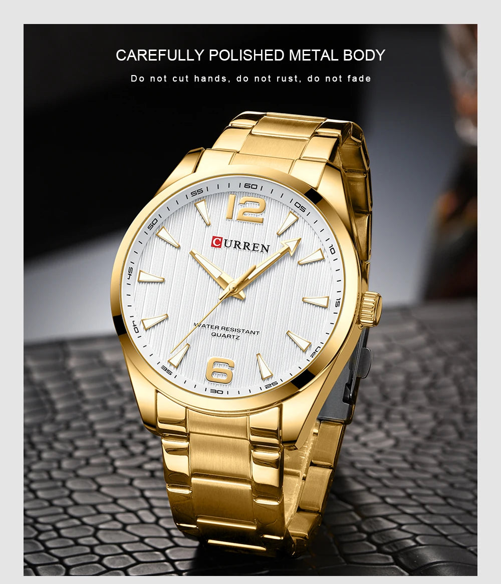 CURREN Fashion Brand Men's Watches with Luminous Hands Classy Business Stainless Steel Band Wristwatches for Male -WPD141