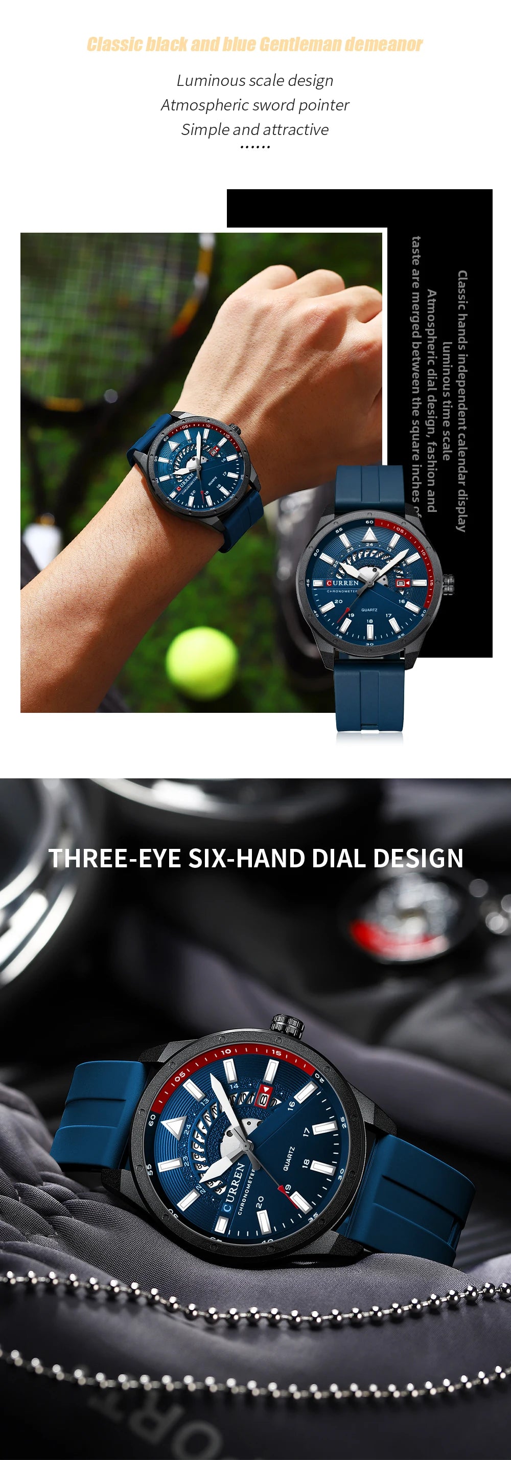 CURREN Fashion Men Watch Top Brand Luxury Waterproof Sport Men's Watches -WPD144