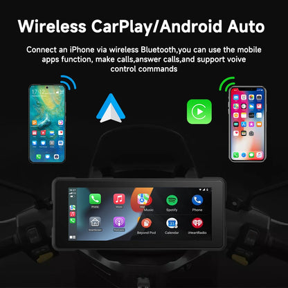 5/6/7‘’ Motorcycle Multimedia Player Wireless CarPlay Android Auto GPS -GPD101