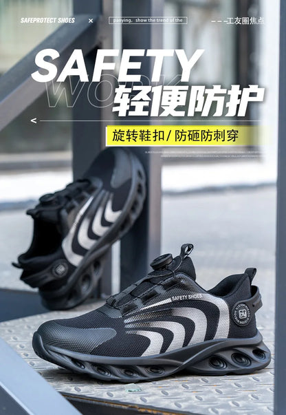 Rotary Buckle Work Sneakers Protective Shoes Lightweight Safety Shoes Puncture-Proof -SHPD107