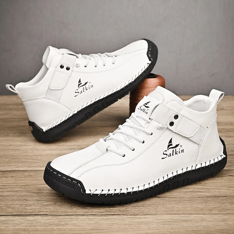 New 2024 Handmade Leather Casual Men Shoes Design Sneakers Man -SHPD111