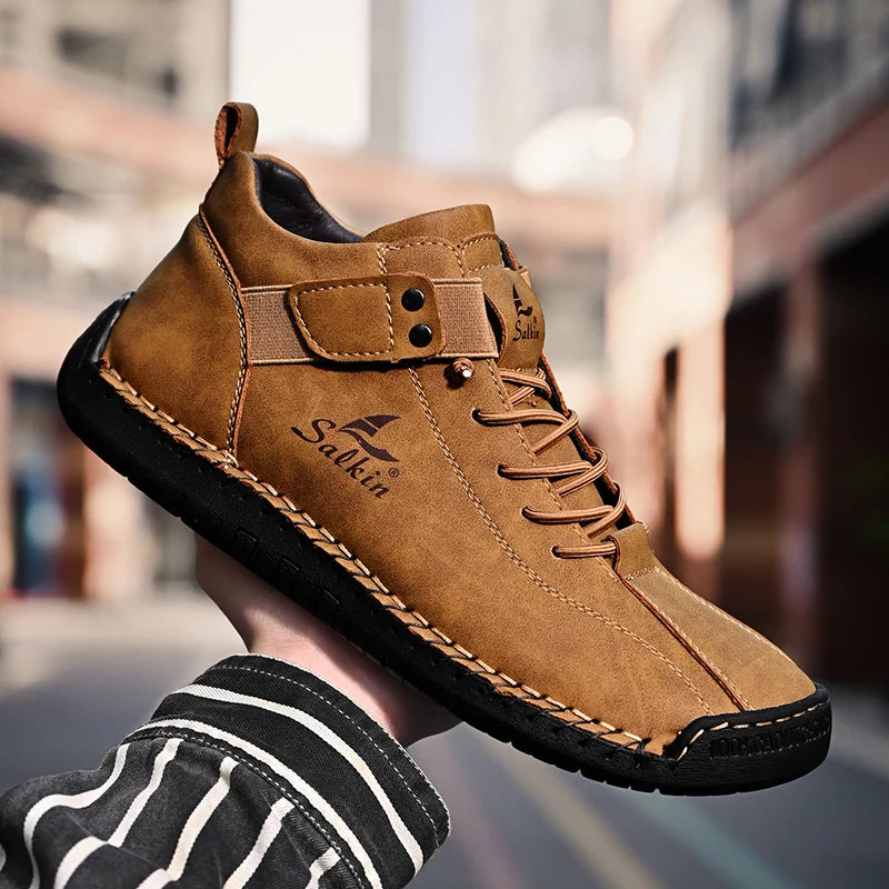 New 2024 Handmade Leather Casual Men Shoes Design Sneakers Man -SHPD111