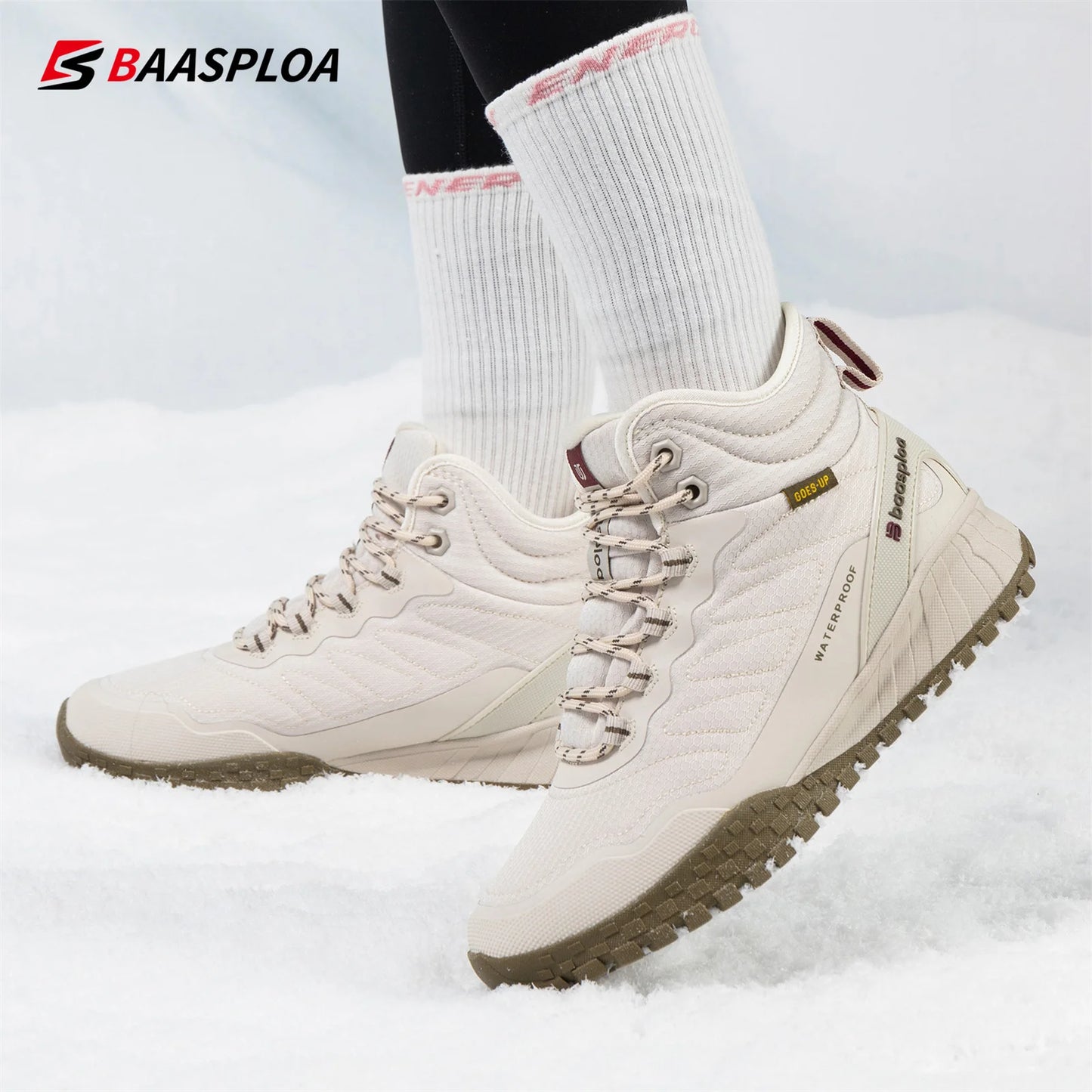 Baasploa Winter Women Sneakers Plush Warm Snow Boots Non-Slip Waterproof -BSPD103