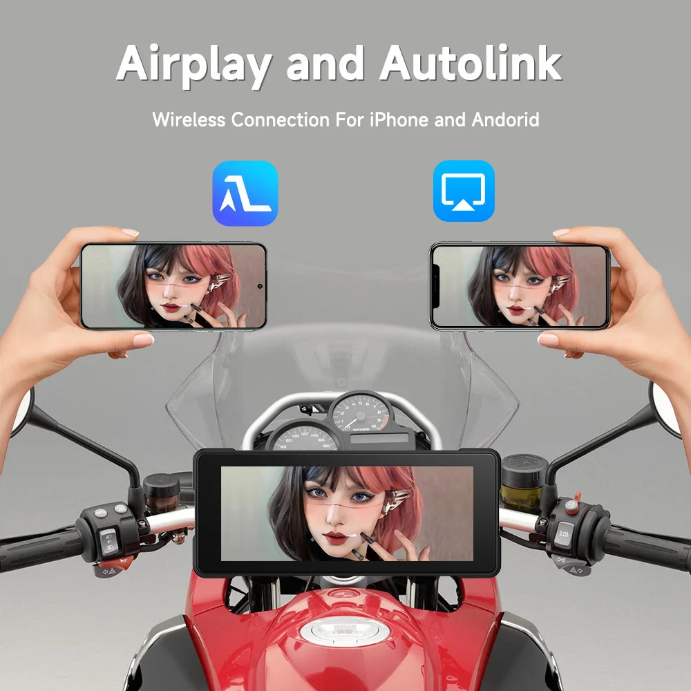 5/6/7‘’ Motorcycle Multimedia Player Wireless CarPlay Android Auto GPS -GPD101