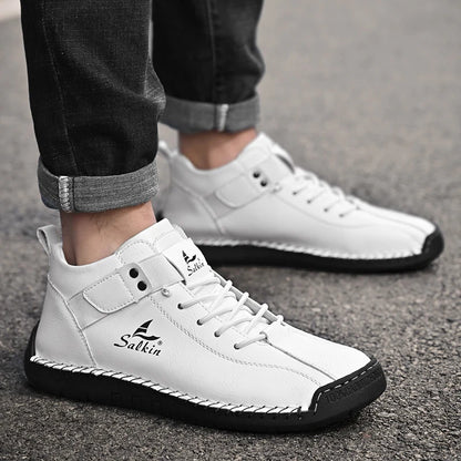 New 2024 Handmade Leather Casual Men Shoes Design Sneakers Man -SHPD111