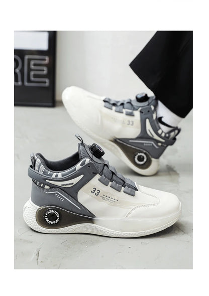 Men's Sneakers with Rotating Buckle Comfy Non Slip Lace up Durable Shoes for Men's -SHPD114