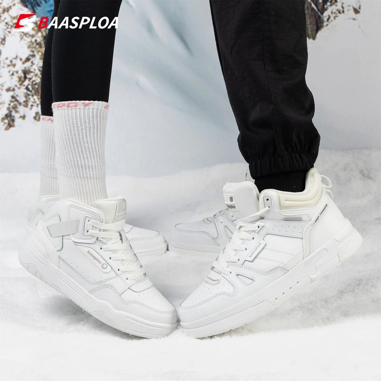 Baasploa Men Winter Shoes New Fashion Leather Cotton Shoes Comfort Plush Warm Casual Walking Sneakers -BSPD105