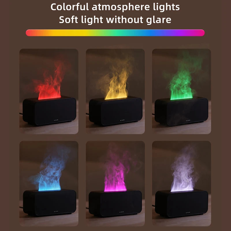 New Simulation Flame Aromatherapy Machine Mini Air Humidifier LED Colorful Light Timer Humidifier -DHPD103