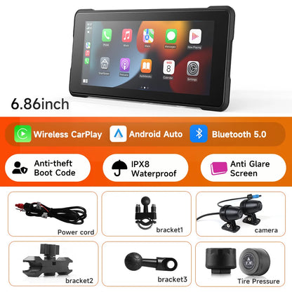 5/6/7‘’ Motorcycle Multimedia Player Wireless CarPlay Android Auto GPS -GPD101