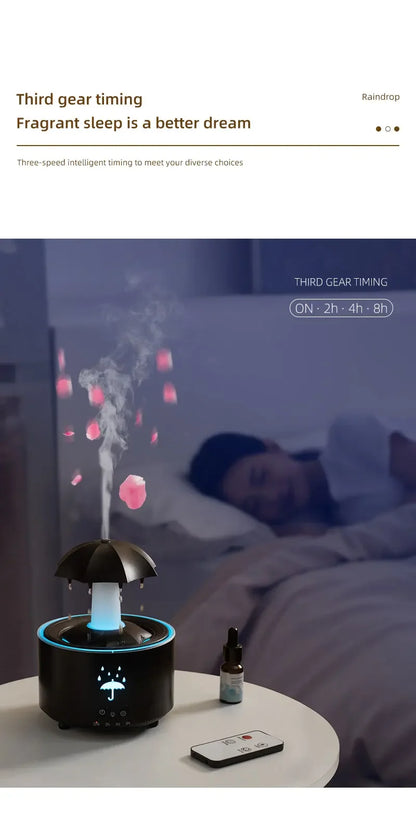 Creative Umbrella Water Drop Air Humidifier with Colourful Light Raindrop Aroma -BKPD122