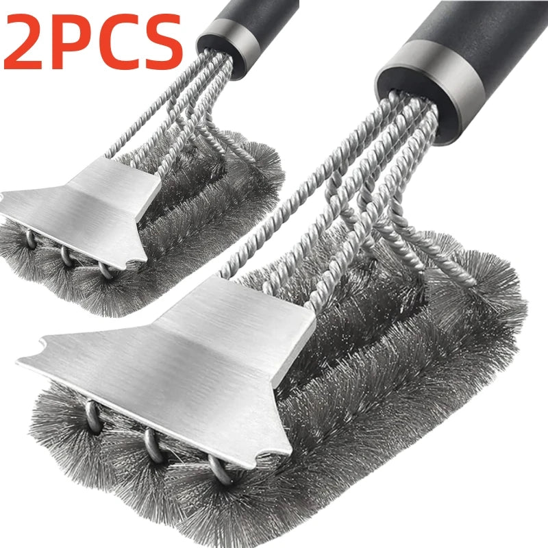 Safe Grill Brush and Scraper with Deluxe Handle Grill Cleaner Brush Stainless Steel -BKPD111