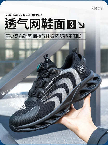 Rotary Buckle Work Sneakers Protective Shoes Lightweight Safety Shoes Puncture-Proof -SHPD107