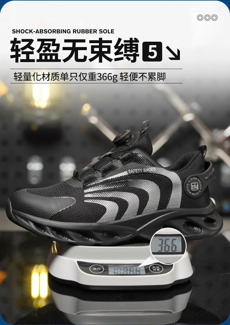 Rotary Buckle Work Sneakers Protective Shoes Lightweight Safety Shoes Puncture-Proof -SHPD107