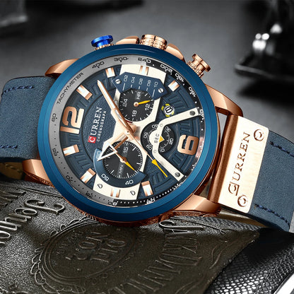 CURREN Casual Sport Watches for Men Top Brand Luxury Military Leather Wrist Watch -WPD138