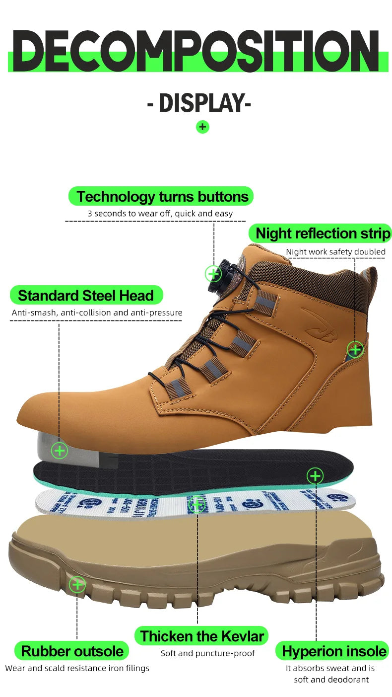 Waterproof Safety Boots Men Indestructible Steel Toe Work Boots Anti-smash Stab-resistant Safety Shoes -SHPD118