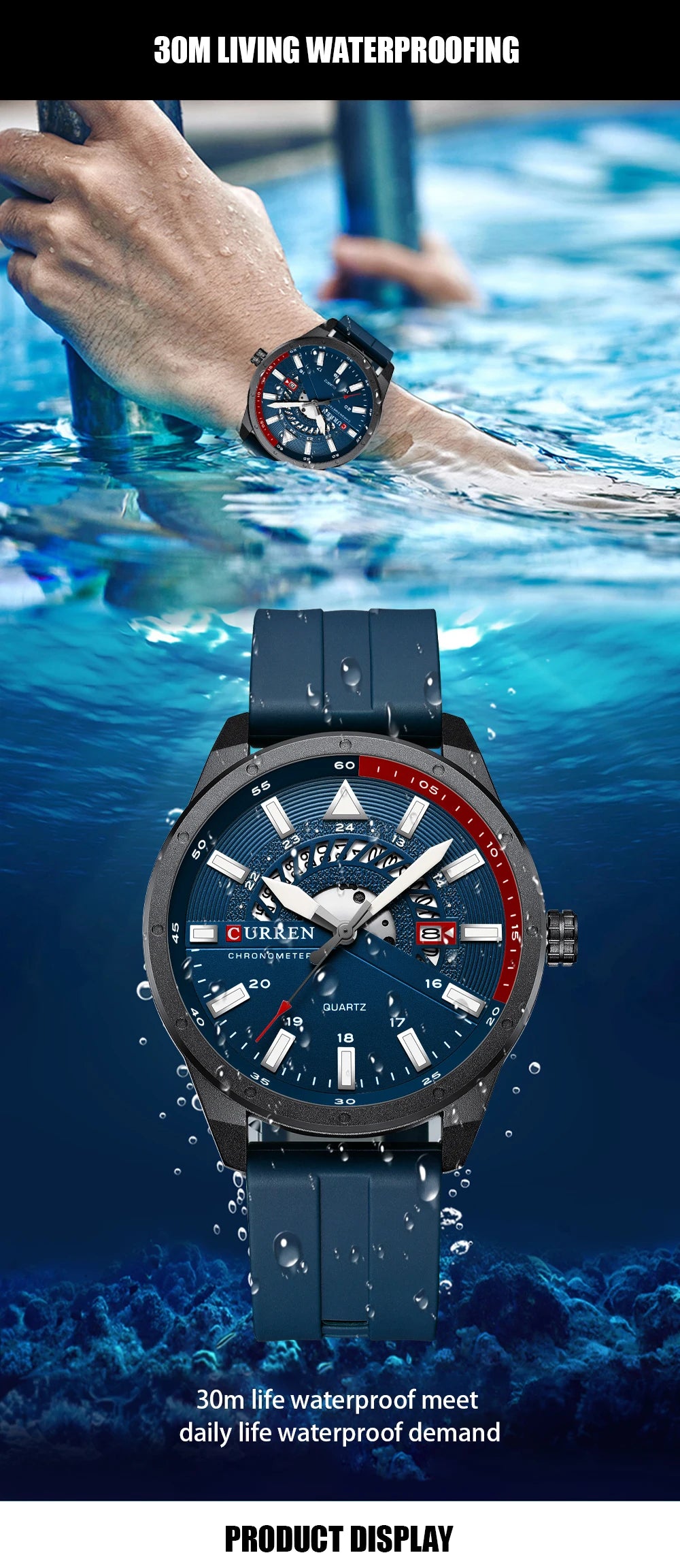 CURREN Fashion Men Watch Top Brand Luxury Waterproof Sport Men's Watches -WPD144