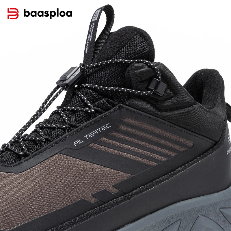 Baasploa Men Hiking Shoes Winter Comfort Plush Warm Outdoor Sneakers Men Waterproof Casual Sneakers -BSPD106