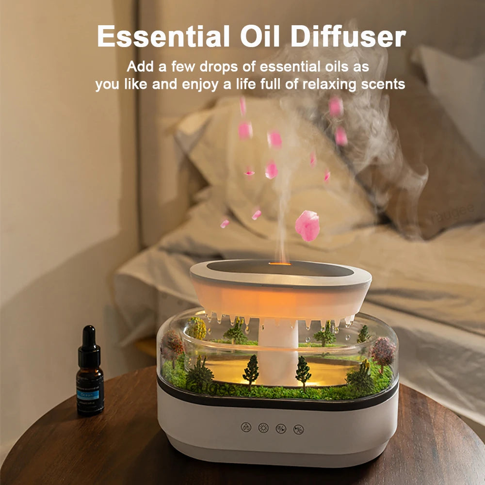 Aroma Humidifier Raindrop Air Humidifier Colourful Light White Noise Essential Oil Diffuser Home Ultrasonic -DHPD113