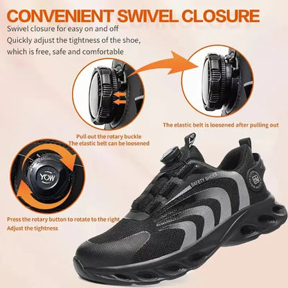 Rotary Buckle Work Sneakers Protective Shoes Lightweight Safety Shoes Puncture-Proof -SHPD107