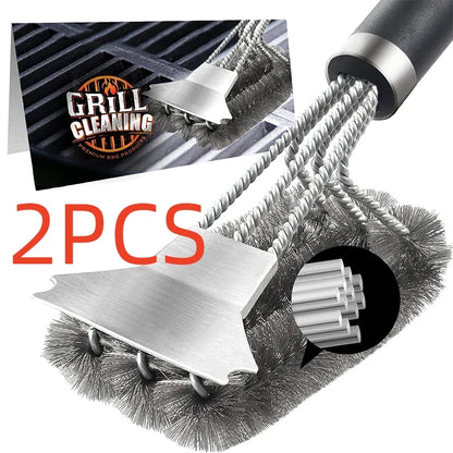 Safe Grill Brush and Scraper with Deluxe Handle Grill Cleaner Brush Stainless Steel -BKPD111