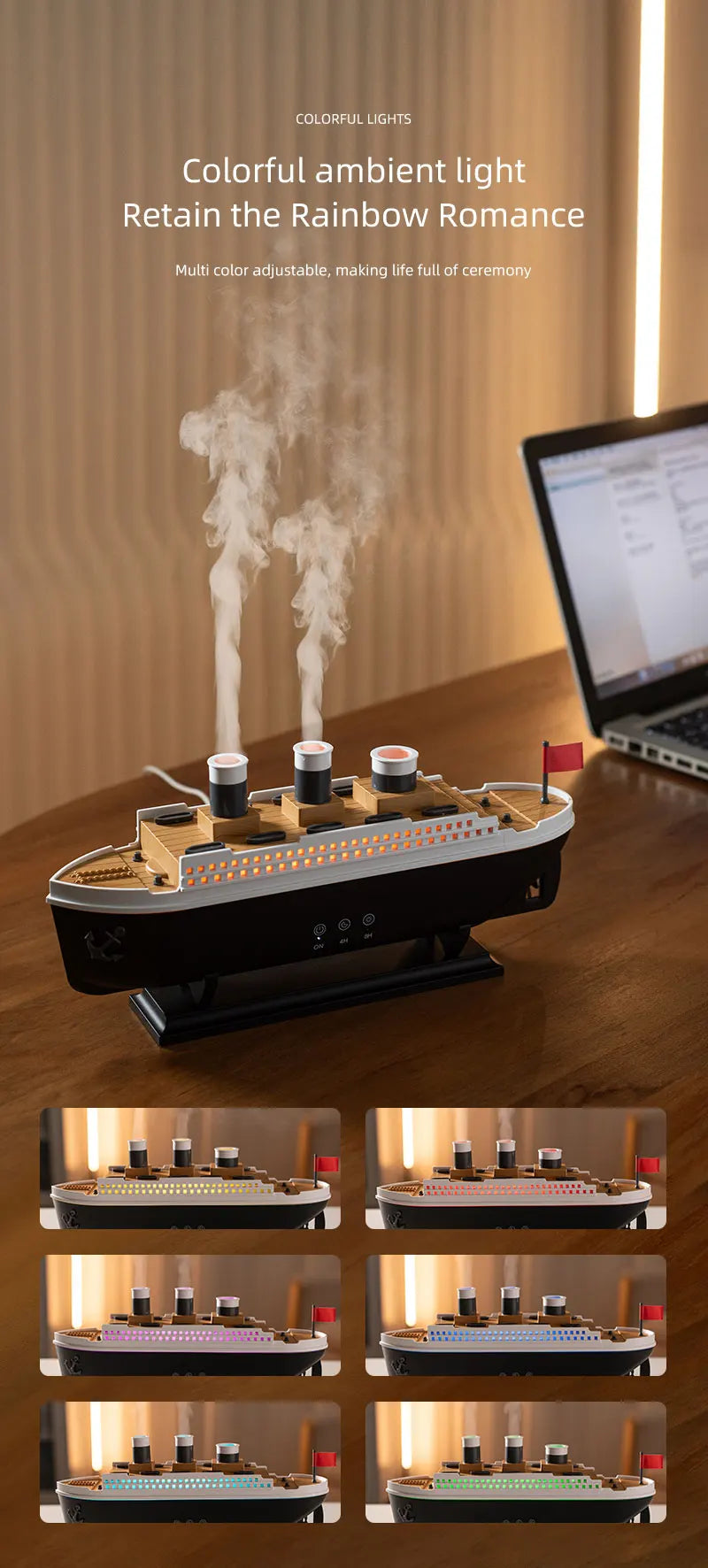 Train Cannon Ultrasonic Air Humidifier Jellyfish Spray Essential Oils Aroma Diffuser -DHPD111