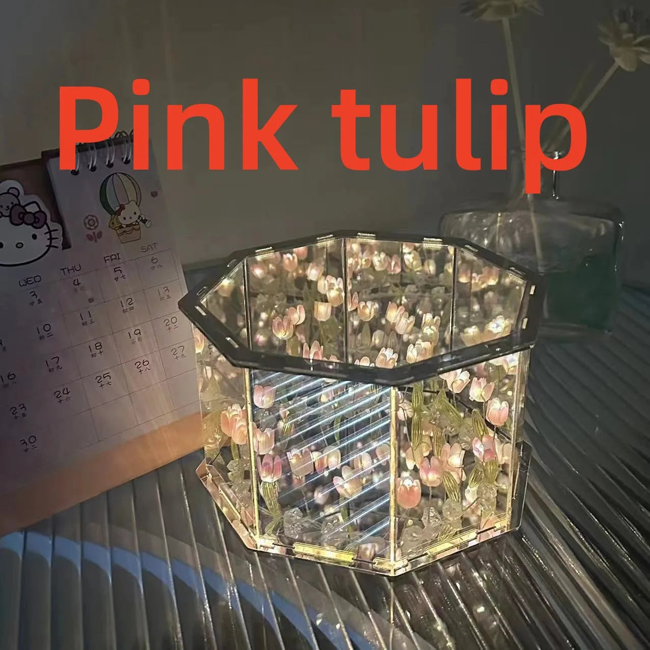 New DIY Tulip Mirror Cube Lamp Three-Dimensional Nightlight Material -ZKPD104