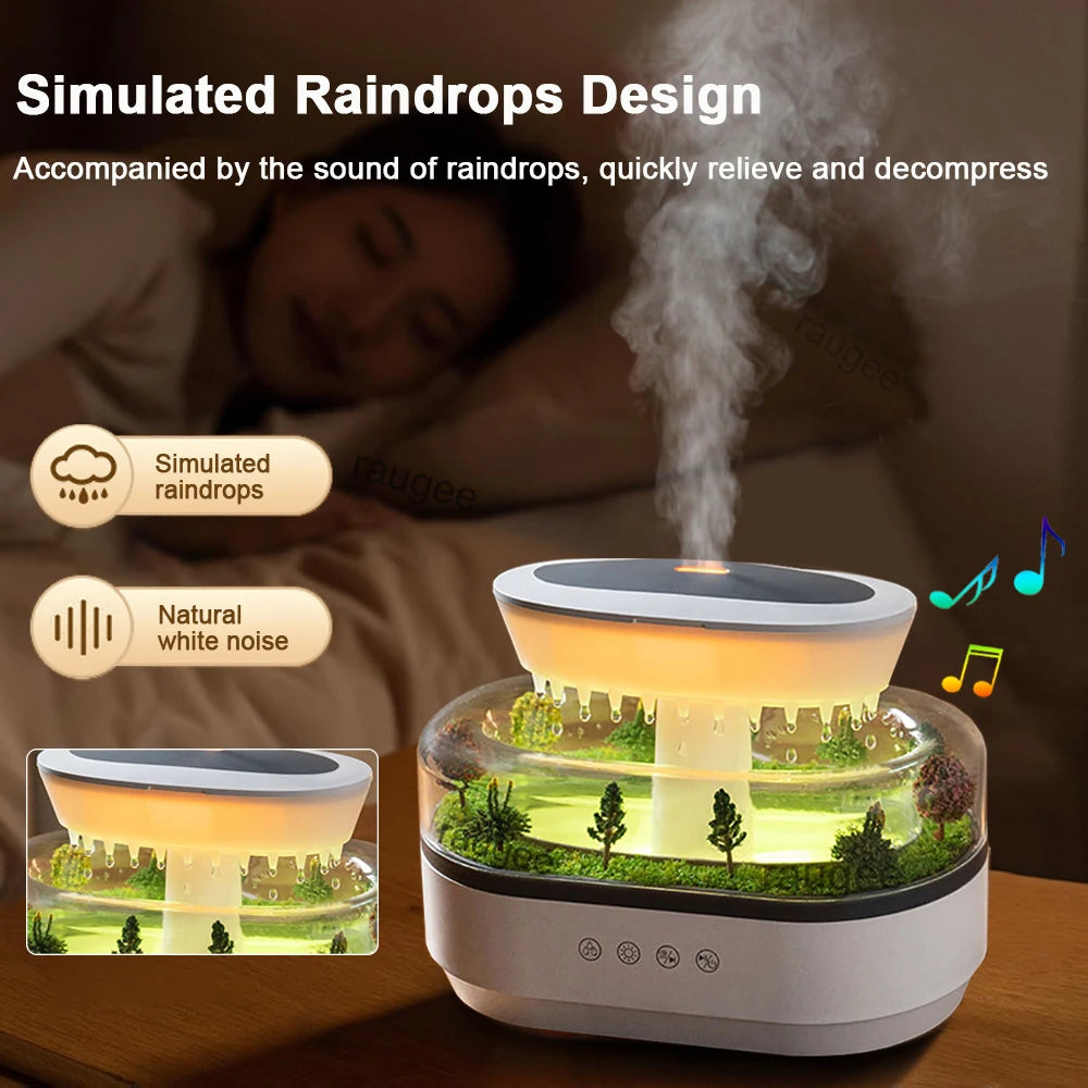 Aroma Humidifier Raindrop Air Humidifier Colourful Light White Noise Essential Oil Diffuser Home Ultrasonic -DHPD113