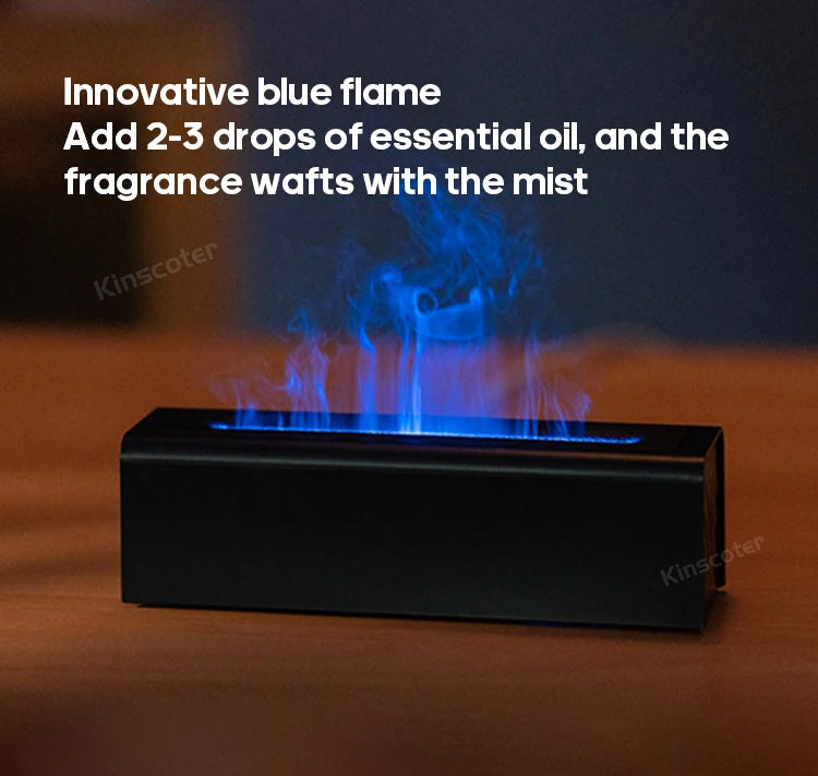 KINSCOTER RGB Flame Aroma Diffuser Air Humidifier Ultrasonic Cool Mist Maker Fogger LED Essential Oil Fire LED Lamp Diffusor -DHPD105