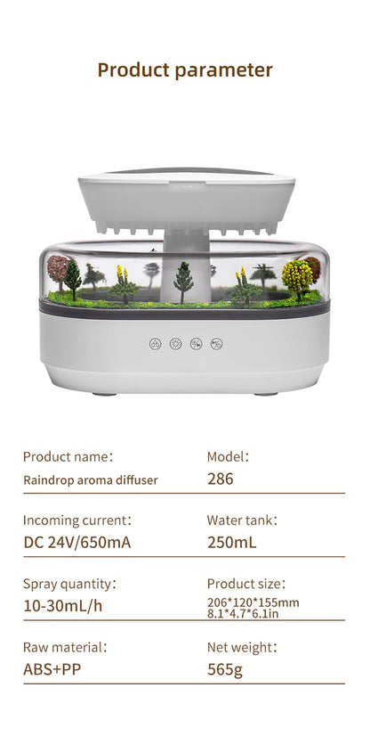 Aroma Humidifier Raindrop Air Humidifier Colourful Light White Noise Essential Oil Diffuser Home Ultrasonic -DHPD113