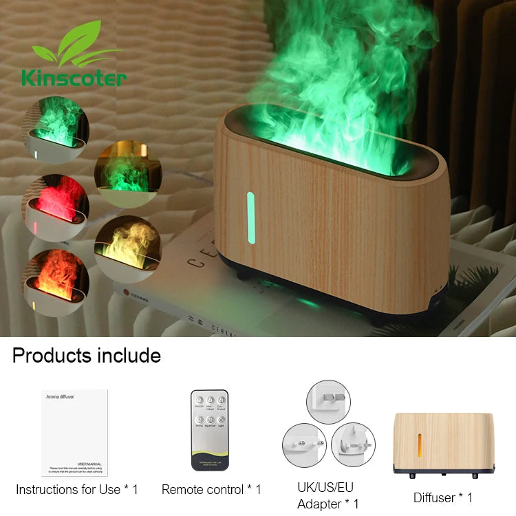 Kinscoter 240ml Flame Air Humidifier Electric Colourful Fire Essential Oil Aroma Diffuser -DHPD118