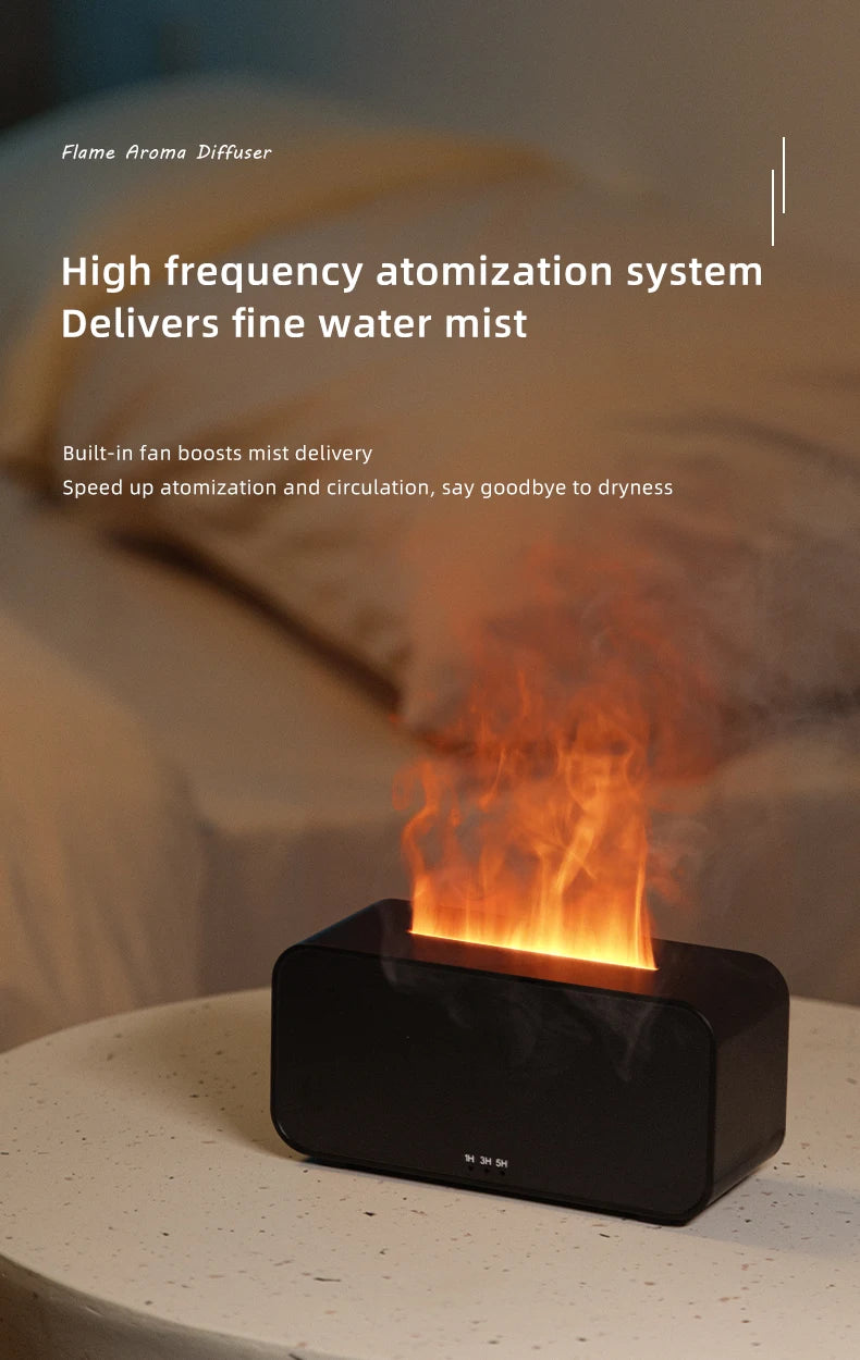 New Simulation Flame Aromatherapy Machine Mini Air Humidifier LED Colorful Light Timer Humidifier -DHPD103