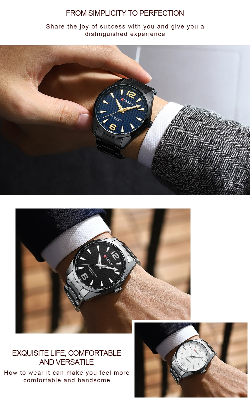 CURREN Fashion Brand Men's Watches with Luminous Hands Classy Business Stainless Steel Band Wristwatches for Male -WPD141