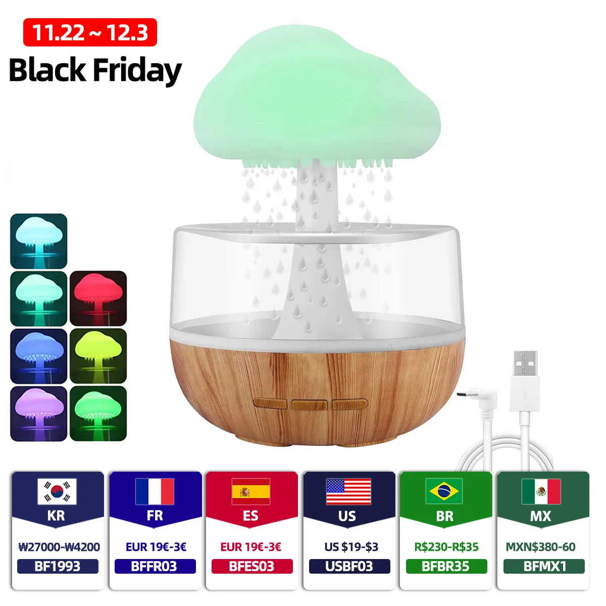 Mini Air Humidifier USB Electric Aroma Diffuser Essential Oil Purifier Aromatherapy Mist Maker Lights -DHPD116