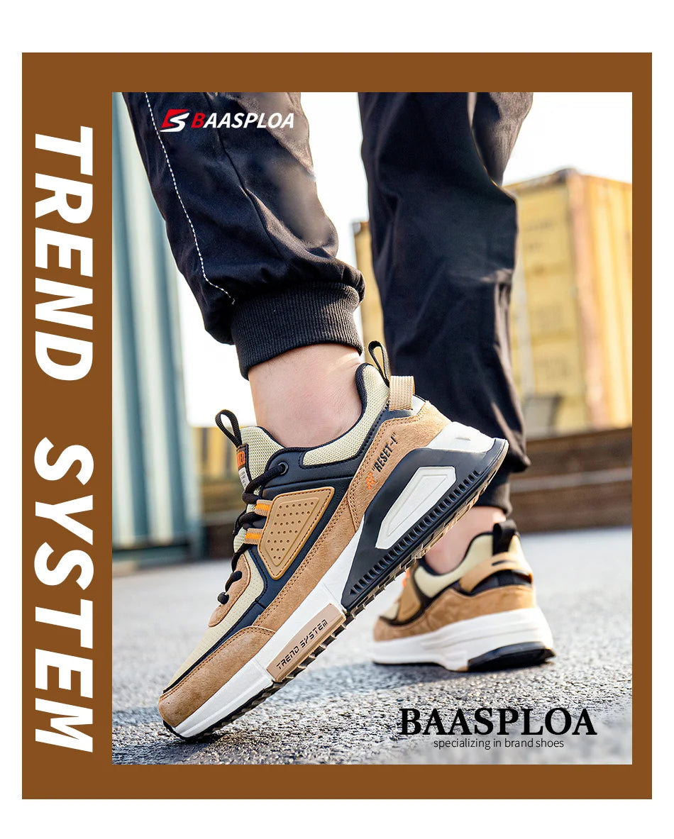 Baasploa 2022 New Men Leather Sneaker Waterproof Walking Shoes  Fashion Casual Shoes Non-Slip -BSPD114