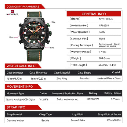 NAVIFORCE Military Watches for Men Casual Waterproof Sport Quartz Watch -WPD113