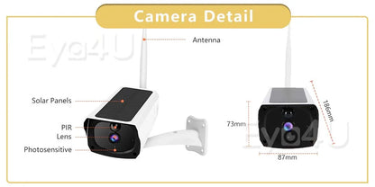 Wireless Solar Bullet Camera WiFi 1080P Outdoor Battery  CCTV Surveillance Camera -ZKPD108