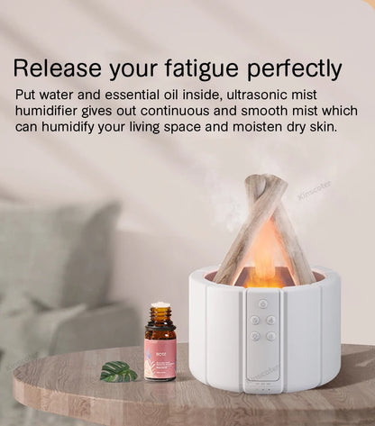 KINSCOTER Simulated Flame Aroma Diffuser Bonfire Air Humidifier Ultrasonic Cool Diffusor -DHPD112