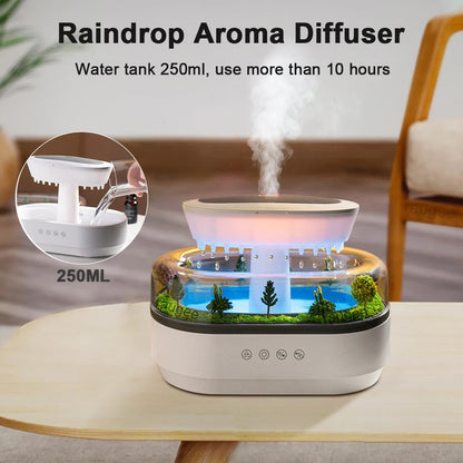 Aroma Humidifier Raindrop Air Humidifier Colourful Light White Noise Essential Oil Diffuser Home Ultrasonic -DHPD113