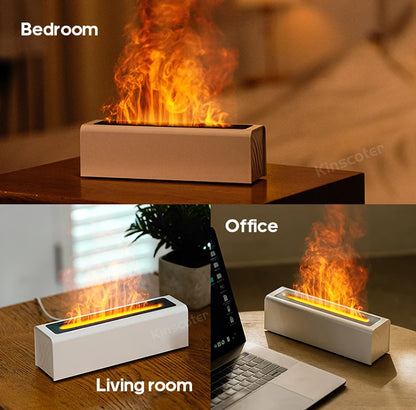 KINSCOTER RGB Flame Aroma Diffuser Air Humidifier Ultrasonic Cool Mist Maker Fogger LED Essential Oil Fire LED Lamp Diffusor -DHPD105