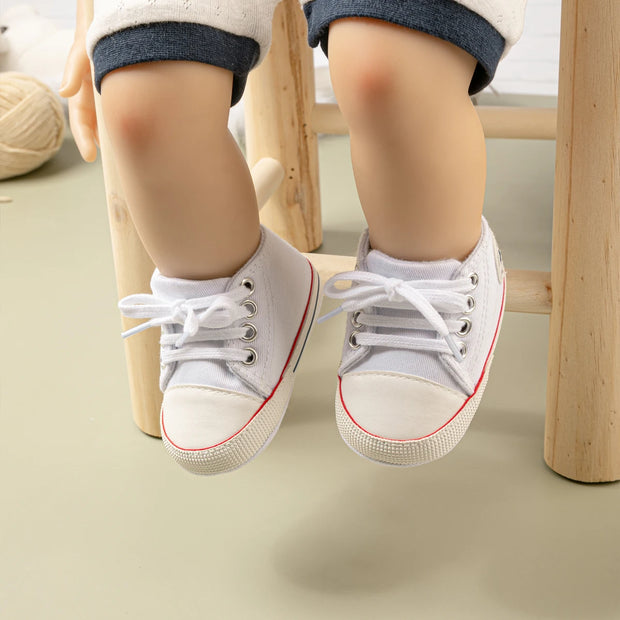 Checkered Soft Sole Baby Shoes – Lace-Up First Walkers for Infants (0–12 Months) First Walkers ZURRIES BILLINERY (PVT) LTD.