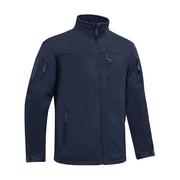 Navy blue jacket with zippers on a white background