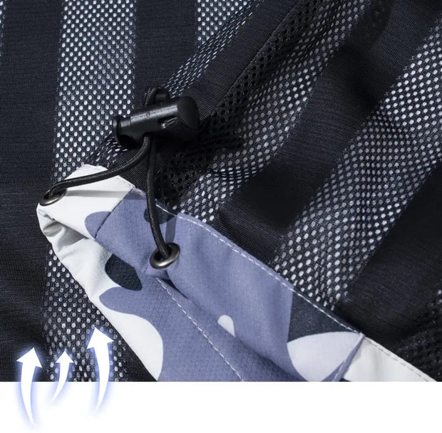 Close-up of a breathable mesh material on a product with text indicating breathability.
