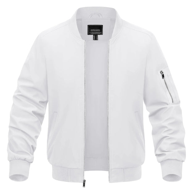 White bomber jacket on a white background