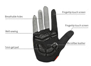 Black glove with labeled features on a white background