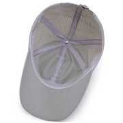 Gray baseball cap with mesh back on a white background
