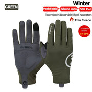 Two gloves, one green and one gray on a white background.