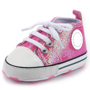 Breathable toddler shoes with soft cotton sole and lace-up