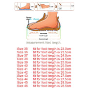 Measurement chart for foot length 