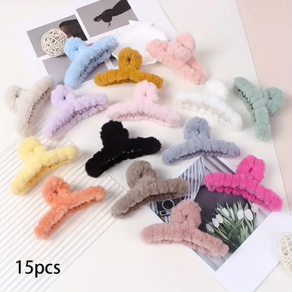 Hair Clips Set – 7pcs Wave Grip Non-Slip Shark Clips OR 15pcs Plush Claw Clips